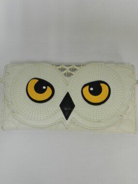 Harry Potter Loungefly Owl quilted clutch wallet faux leather cream coin pocket